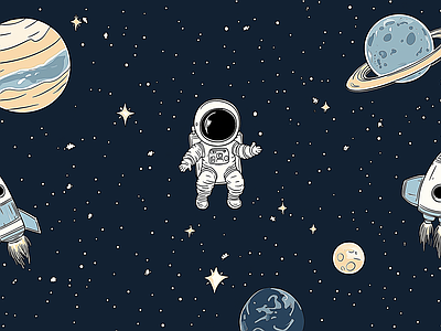 Aperçu de Papier peint astronaute de minuit – Chambre enfant sur votre mur