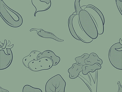 Aperçu de Papier peint fruits sur fond vert – Salon sur votre mur