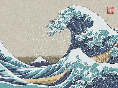 Aperçu de Papier peint grande vague sur lin – Salon sur votre mur