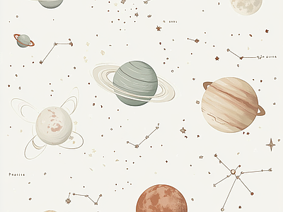 Papier peint constellations et planètes, aperçu du design