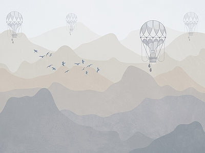 Papier peint montagnes dans la brume, aperçu du design