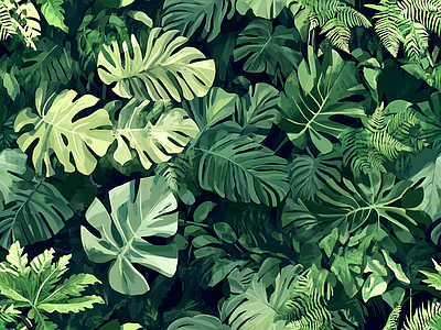 Papier peint monstera luxuriant, aperçu du design
