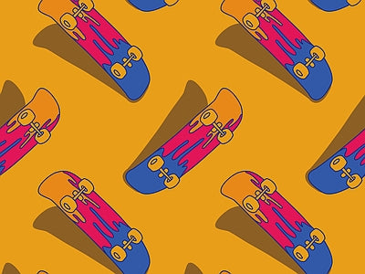 Papier peint skateboards orange, aperçu du design
