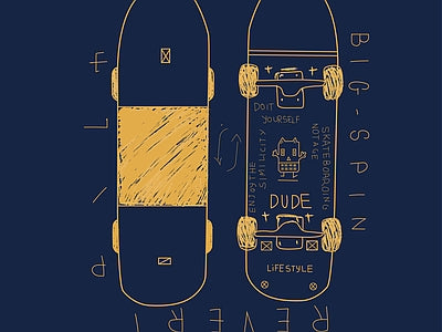 Papier peint skateboard bleu nuit, aperçu du design