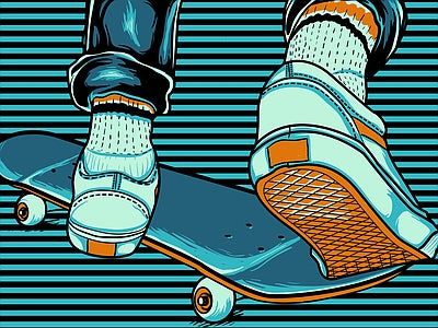 Aperçu de Papier peint skateur rétro – Chambre enfant sur votre mur