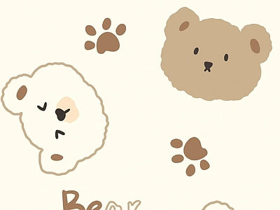 Aperçu de Papier peint ourson et empreintes – Chambre bébé sur votre mur