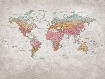 Aperçu de Papier peint carte du monde patinée – Salon sur votre mur