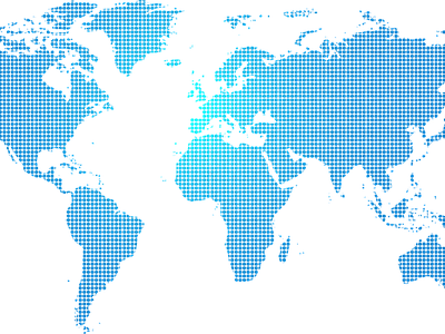 Aperçu de Papier peint carte du monde mosaïque bleue – Salon sur votre mur