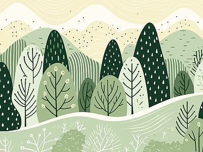 Aperçu de Papier peint forêt graphique – Chambre bébé sur votre mur