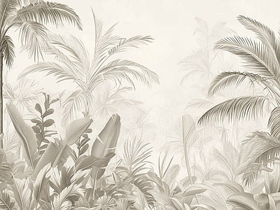 Aperçu de Papier peint palmes sable – Salon sur votre mur