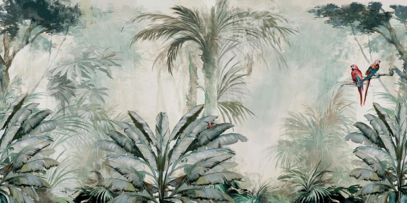 Papier peint jungle brumeuse, aperçu du design