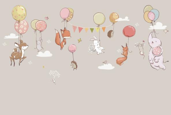 Aperçu de Papier peint voyage en montgolfière – Chambre enfant sur votre mur