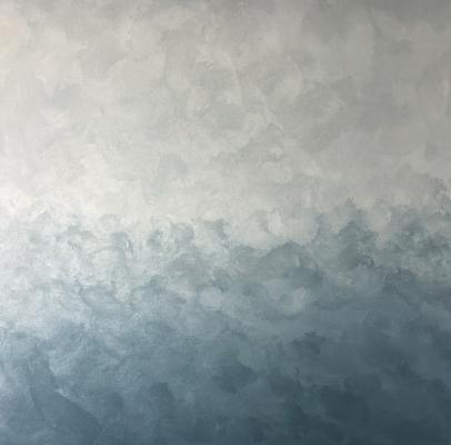Aperçu de Papier peint brume bleu nuit – Salon sur votre mur