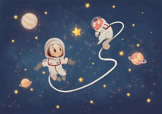 Papier peint ourson astronaute, aperçu du design