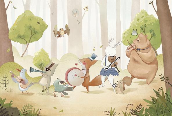 Papier peint clairière des ours, aperçu du design