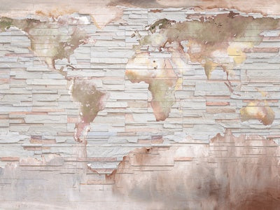 Papier peint carte du monde bois flotté, aperçu du design