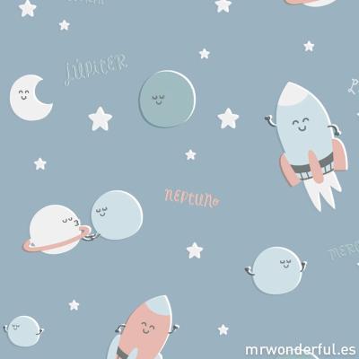 Papier peint fusée vers les étoiles, aperçu du design