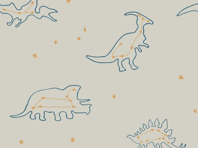 Papier peint dinosaures au trait sable, aperçu du design