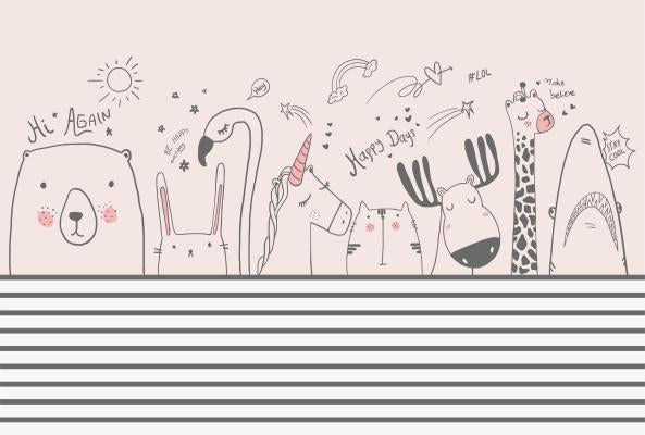 Papier peint animaux et rayures, aperçu du design
