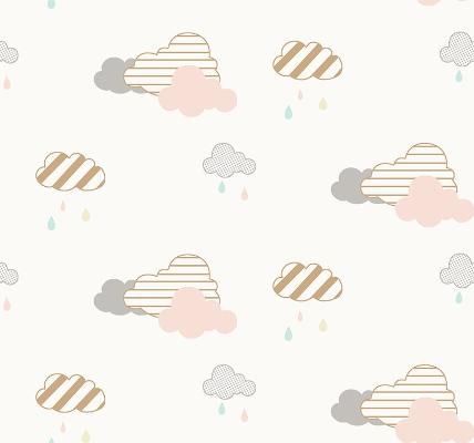 Aperçu de Papier peint nuages de pluie – Chambre enfant sur votre mur