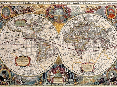 Papier peint mappemonde ancienne, aperçu du design