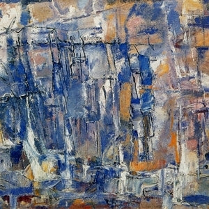 Papier peint toile bleue et or, aperçu du design