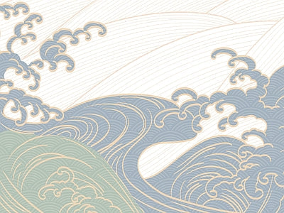 Papier peint vagues sauge, aperçu du design