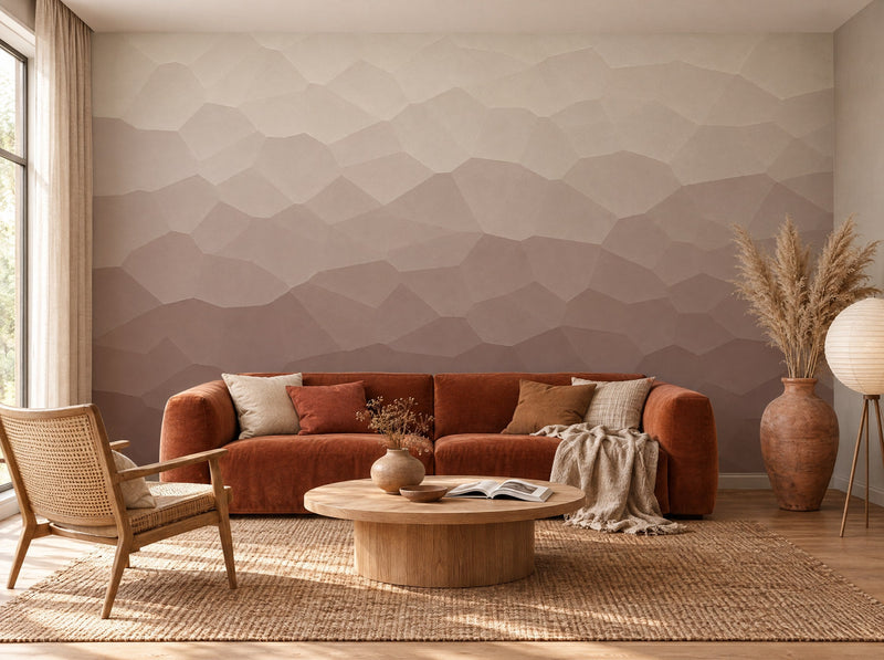 Papier peint dunes dégradées posé dans un salon