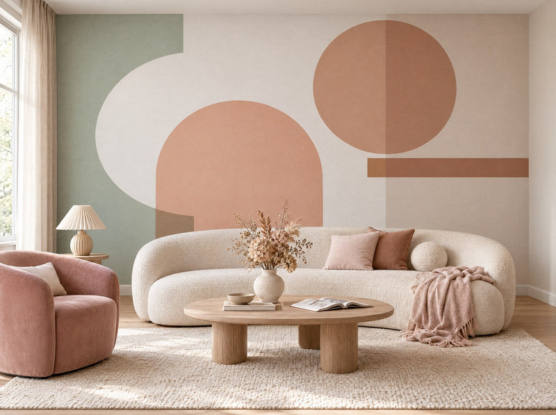 Papier peint soleil bohème posé dans un salon
