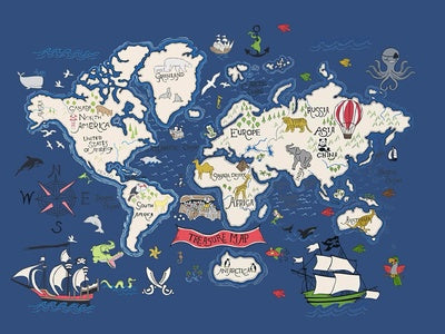 Papier peint carte du monde marine, aperçu du design